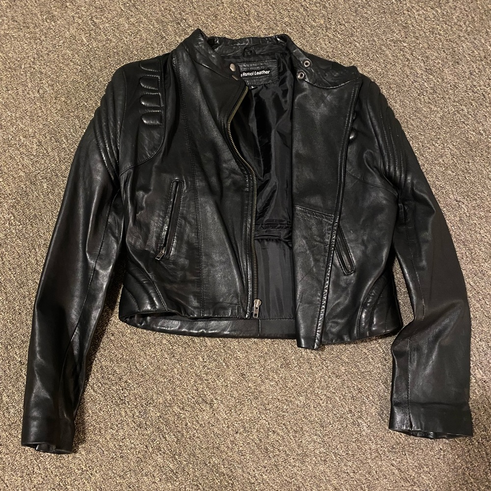 Womens Genuine leather biker jacket size Large